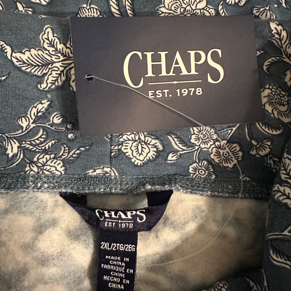NWT Women’s 2XL Chaps blue and white floral cowl neck sweatshirt - Picture 8 of 9